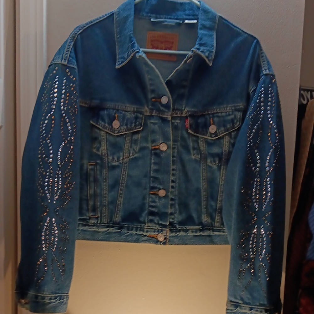 Levi's Embellished Blue Denim  Ladies Jacket Sz Med